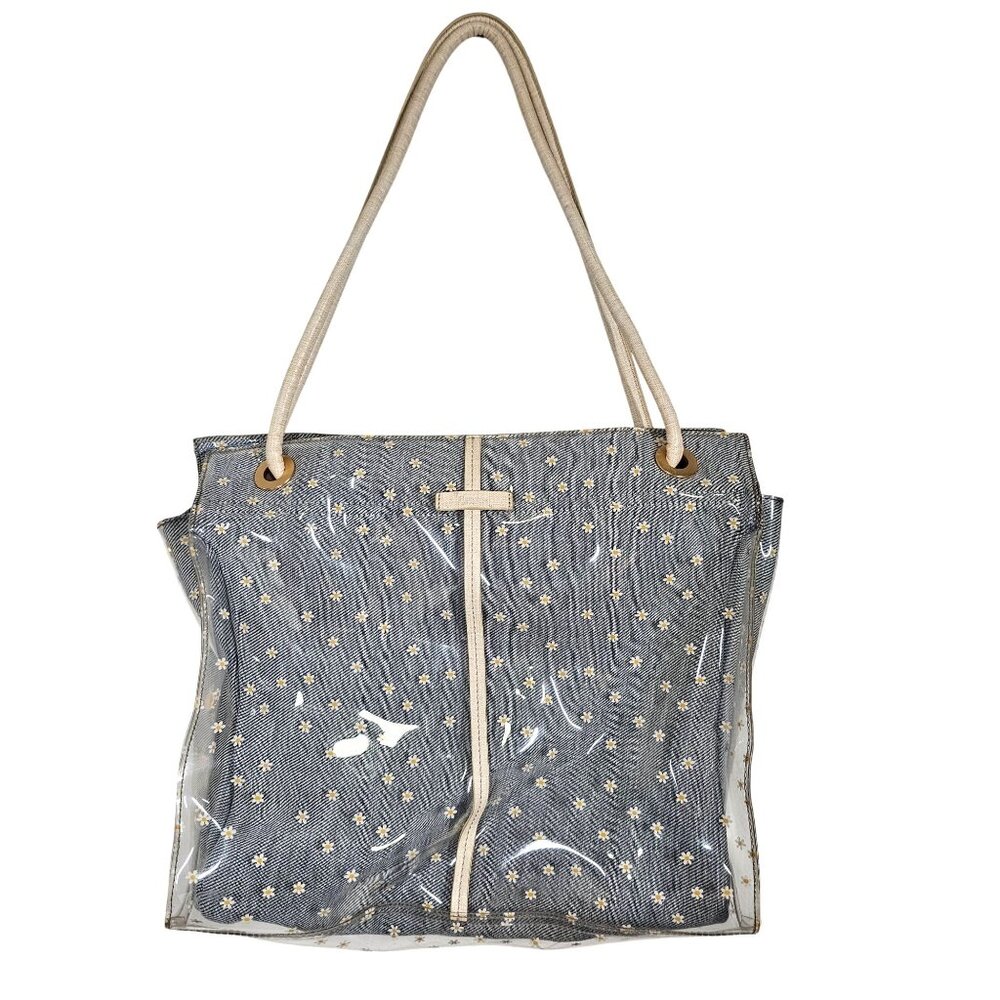 Hammitt Benjamin Daisy Print Tote Bag Los Denim & Clear PVC Los Angeles